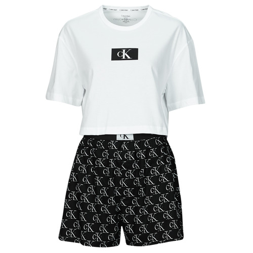 Odjeća Žene
 Pidžame i spavaćice Calvin Klein Jeans S/S SHORT SET Crna / Bijela