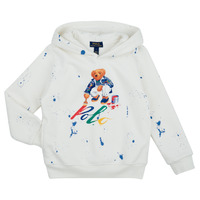 Odjeća Djeca Sportske majice Polo Ralph Lauren BEAR PO HOOD-KNIT SHIRTS-SWEATSHIRT Bijela / Višebojna