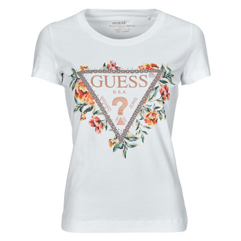 Odjeća Žene
 Majice kratkih rukava Guess TRIANGLE FLOWERS Bijela