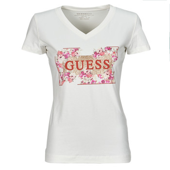 Odjeća Žene
 Majice kratkih rukava Guess LOGO FLOWERS Bež
