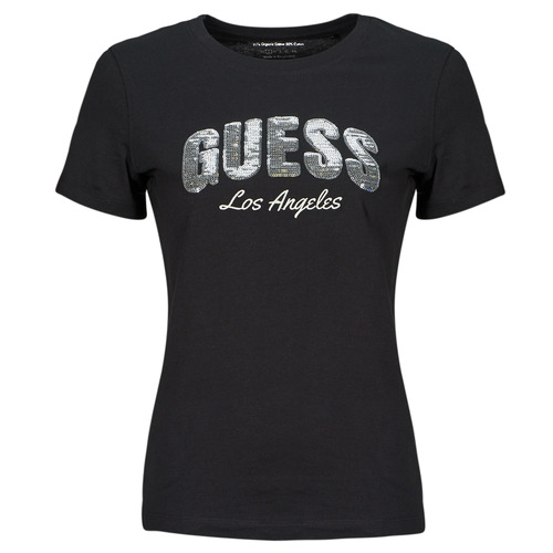 Odjeća Žene
 Majice kratkih rukava Guess SEQUINS LOGO TEE Crna