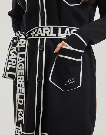 Karl Lagerfeld BRANDED BELTED CARDIGAN Crna / Bijela