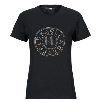Odjeća Žene
 Majice kratkih rukava Karl Lagerfeld rhinestone logo t-shirt Crna