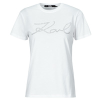 Odjeća Žene
 Majice kratkih rukava Karl Lagerfeld rhinestone logo t-shirt Bijela