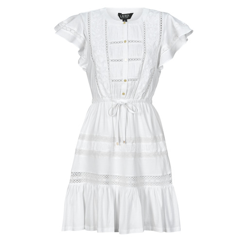 Odjeća Žene
 Kratke haljine Lauren Ralph Lauren TANVEITTE-SHORT SLEEVE-DAY DRESS Bijela