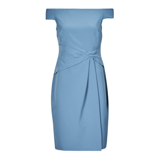Odjeća Žene
 Kratke haljine Lauren Ralph Lauren SARAN SHORT-SHORT SLEEVE-COCKTAIL DRESS Plava