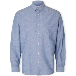 Odjeća Muškarci
 Košulje dugih rukava Selected Noos Slimnew-linen Shirt L/S - Medium Blue Denim Plava