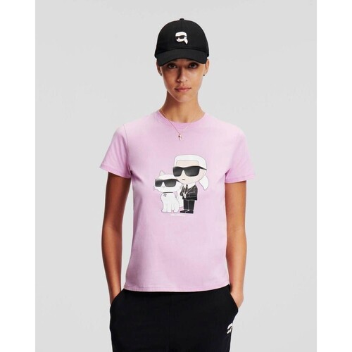 Odjeća Žene
 Majice / Polo majice Karl Lagerfeld 230W1704 IKONIC 2.0 Ružičasta