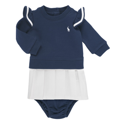 Odjeća Djevojčica Kratke haljine Polo Ralph Lauren RFFLKTWDRSS-DRESSES-DAY DRESS Tamno plava   / Bijela