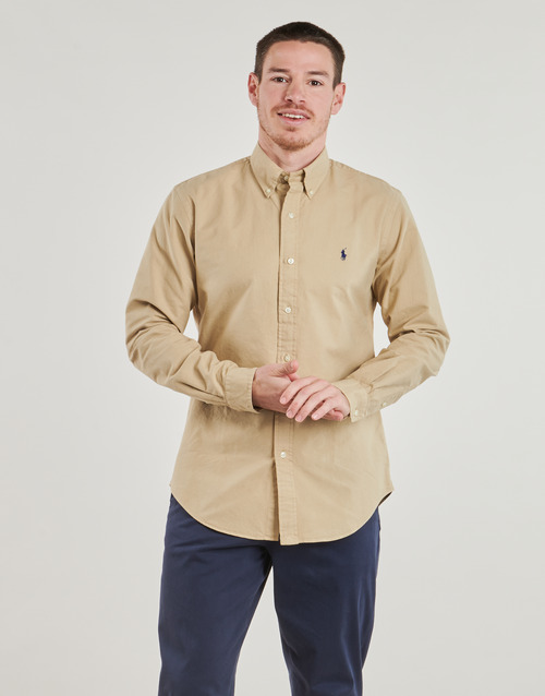Polo Ralph Lauren CHEMISE DROITE CUSTOM EN OXFORD LEGER Bež / Costal / Bež