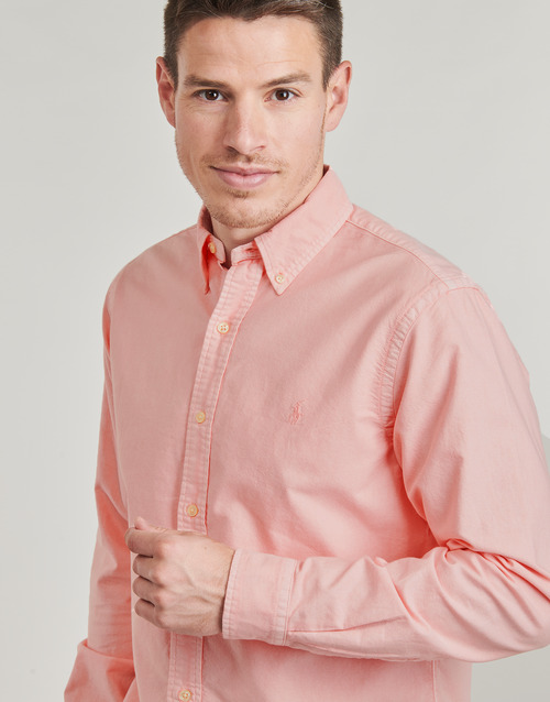 Polo Ralph Lauren CHEMISE DROITE CUSTOM EN OXFORD LEGER TEINTURE MINERALE Ružičasta