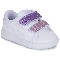 Obuća Djevojčica Niske tenisice Puma Smash 3.0 L Glitter Velcro V Inf Bijela / Ljubičasta / Ružičasta