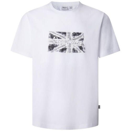 Odjeća Muškarci
 Majice kratkih rukava Pepe jeans PM509720 FLAG BW Bijela