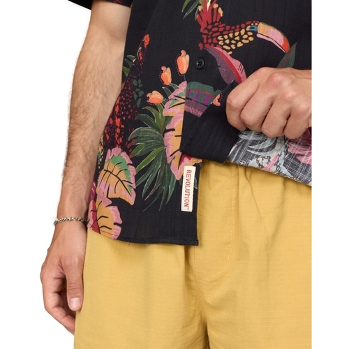Rvlt Revolution Short Sleeved Cuban Shirt 3167 - Black Crna